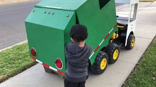 Aidan “The Garbage Truck Kid” with Dump Action Garbage Truck | Custom Made PowerWheel