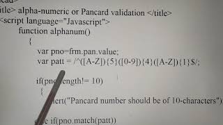 Pancard validation in JavaScript