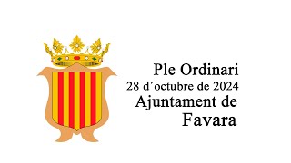 Ple Ordinari mes d'Octubre de 2024  Ajuntament de Favara