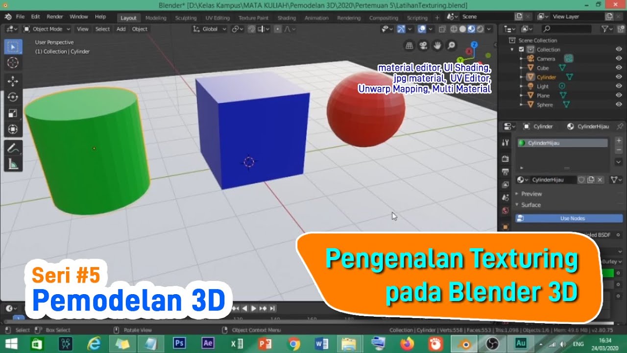 Pengenalan Texturing Pada Blender3D | Seri #5 Pemodelan 3D - YouTube