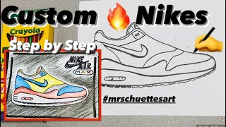 How to Draw Air Max - Easy NIKE Custom SHOES for Kids #shoes #nike #mrschuettesart