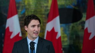 Prime Minister Trudeau holds a press conference at the National Press Theatre