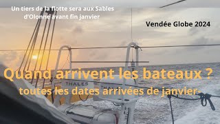 Quand arrivent les bateaux ? Toutes les dates arrivées de janvier. Vendée Globe 2024 #vendeeglobe