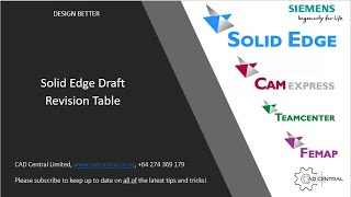 Solid Edge Draft Revision Table
