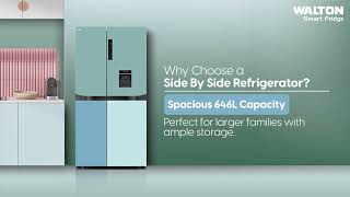 Walton Side by Side Refrigerator | 646 L Largest Capacity | 8-in-1 Convertible Modes | Walton