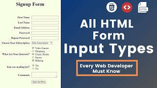 10 Input Types in HTML Every Web Developer Must Know in 2024 | HTML5 Input Types Tutorials
