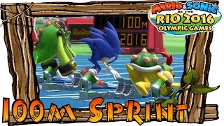 Mario and Sonic at the Rio 2016 Olympic Games Wii U - 100m Sprint (All Characters Gameplay)
