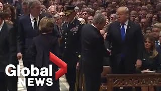 Bush funeral: George W. Bush greets Trump, former presidents