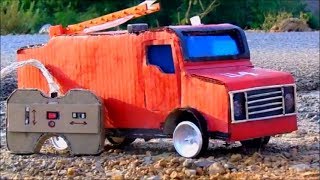 How to make RC Fire Truck  with Cardboard - Diy Remote control car at home - crazy creation