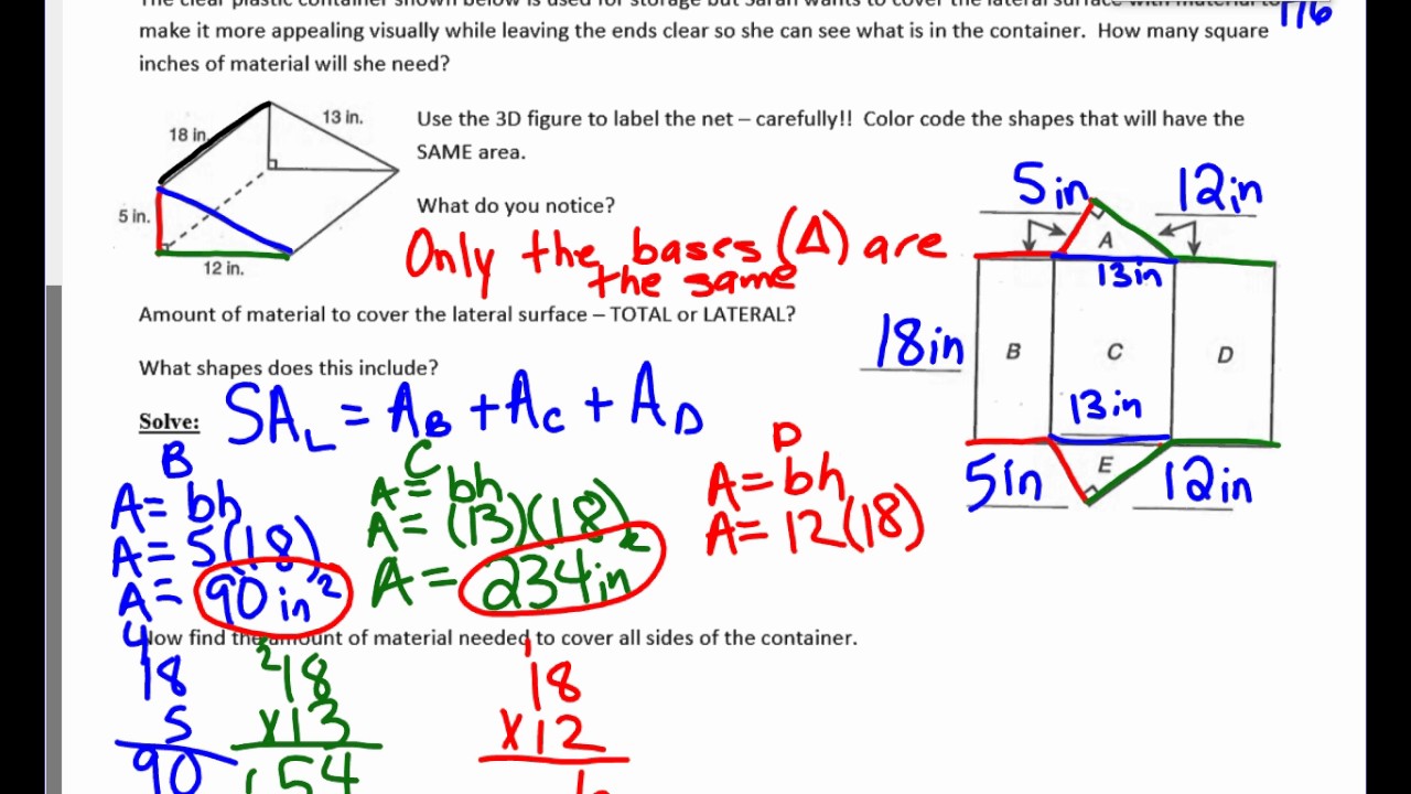 Surface Area Using Nets Notes January 30 - YouTube