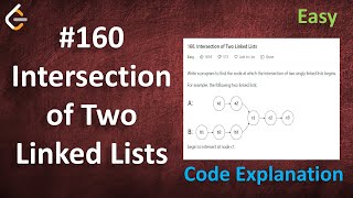 Intersection of Two Linked Lists | Live Coding with Explanation | Leetcode - 160