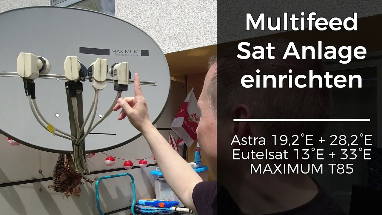 4 LNB Multifeed Satelliten-Anlage Ausrichten: ASTRA 2x, Eutelsat ...