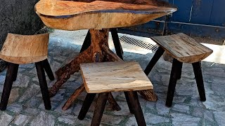 wood art for country kitchen mesa e banquinhos caipira #artesanato