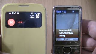 Incoming call \u0026 Ringing alarms at the Same Time Samsung Galaxy S4 yellow cover+Nokia 6700