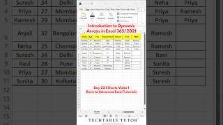 Dynamic Arrays Tutorial🎉 Automate Data Like a Pro in Excel 365/2021 Day 22, Video 1 #excel #shorts