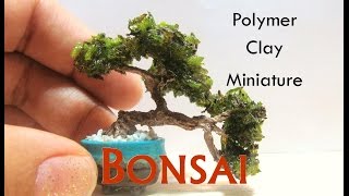 Miniature Bonsai Tree from Polymer Clay for a Dollhouse