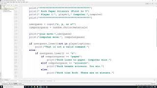 Python Practice: Rock, Paper, Scissors (pt 2)