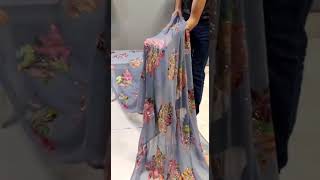 seroski diamond work flower print saree