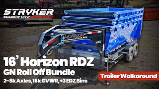 16' Horizon RDZ Gooseneck Roll Off Bundle 2-8k Axles + 3 EDZ bins