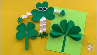 3 Easy St Patrick's Day Crafts for Kids | Easy Paper Shamrock Crafts for Preschoolers