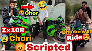 @Motovloggerjannustunts Ke Zx10r Ka Chor 😂Scripted/ @aalyanvlogs1299 with jannu Start SnowRide