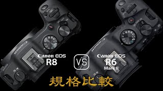 Canon EOS R8 與 Canon EOS R6 Mark II 的規格比較