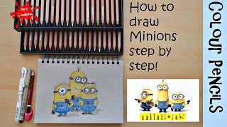How to draw minions step by step using colour pencils