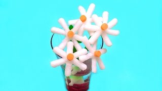 How to Make a Daisy with a Daikon / Flower, Food Art, Garnish, Cooking Tricks, DIY