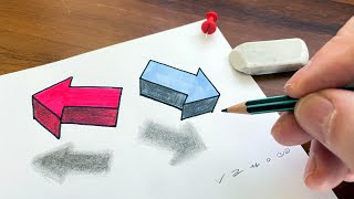How to Draw Floating 3D Arrows - Very Easy 3D Illusion - Trick Art