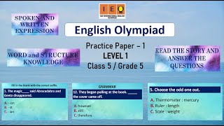 ENGLISH OLYMPIAD CLASS 5 - LEVEL 1 - MOCK TEST1