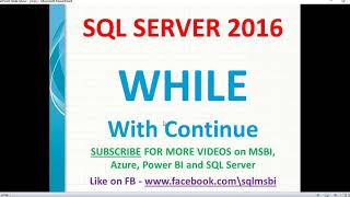 While loop with continue in SQL