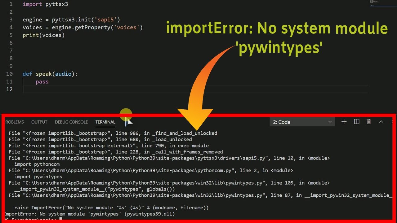 Importerror No System Module Pywintypes Python 3 9 1 Fix 2021