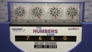 Midday Numbers Game Drawing: Sunday, January 31, 2016