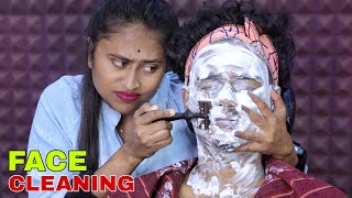 Face Cleaning With Heavy Foaming Face Wash by Barber girl PAKHI | Head Massage \u0026 Neck cracking ASMR