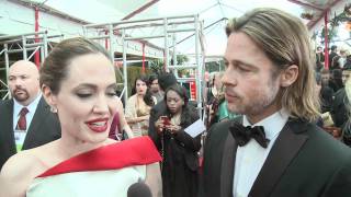 Angelina Jolie and Brad Pitt - HFPA Red Carpet Interview- Golden Globes 2012