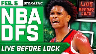 NBA DFS Live Before Lock (Wednesday 2/5/25) | DraftKings \u0026 FanDuel NBA Lineups