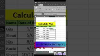 Calculate Age in Excel #shorts #exceltips #exceltricks #excelformula @learningtech1  #excelformulas