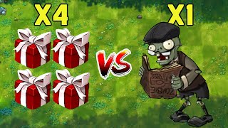 4 Fusion Plants Box Vs 1 Scholar Newspaper Zombies - Who Will Win? PVZ 1 Fusion Challenge