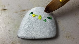 Ladybird Mashroom Painting On Stone | LANDSCAPE PAINTING ON STONE  | Acrylic Painting Tutorial