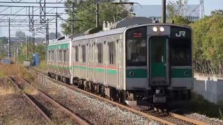 東北本線 701系+E721系2123M 五百川駅到着 2015年10月25日