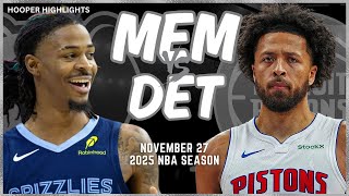 Memphis Grizzlies vs Detroit Pistons Full Game Highlights | Nov 27 | 2025 NBA Season