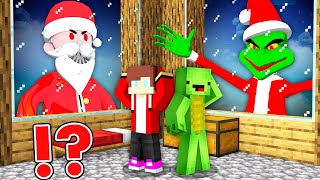 JJ and Mikey HIDE From Scary GRINCH and SANTA in Minecraft Challenge Maizen