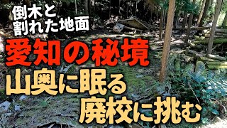 【廃村】【廃集落】【廃墟】愛知の秘境にあった廃集落。倒木と割れた地面を乗り越え、集落の最奥にあった廃校を探す。