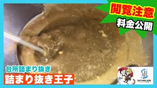 【詰まり抜き】詰まった台所配管の汚れはこれです！汚れがシンクまで逆流してきました！職人による高圧洗浄で排水管をきれいに掃除！すっきり！[drain][排水溝掃除][現場]