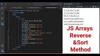 JavaScript Arrays Reverse and Sort Method | JavaScript Tutorial in Hindi part 39