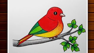 Easy Bird Drawing || How to Draw Bird Step by Step || Bird Drawing Colour..