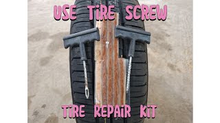 How to patch a tire with screw in 1 minute and how to use a tire puncture repair kit