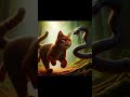 Cat + snake fight. #cat #shorts #meow #shortsfeed #animation #catlover #aiviral #aicat #ai #aianime