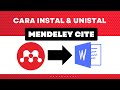 Cara instal dan uninstal mendeley cite di word | Tutorial Mendeley