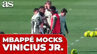 MBAPPÉ mocks VINICIUS after winning training challenge